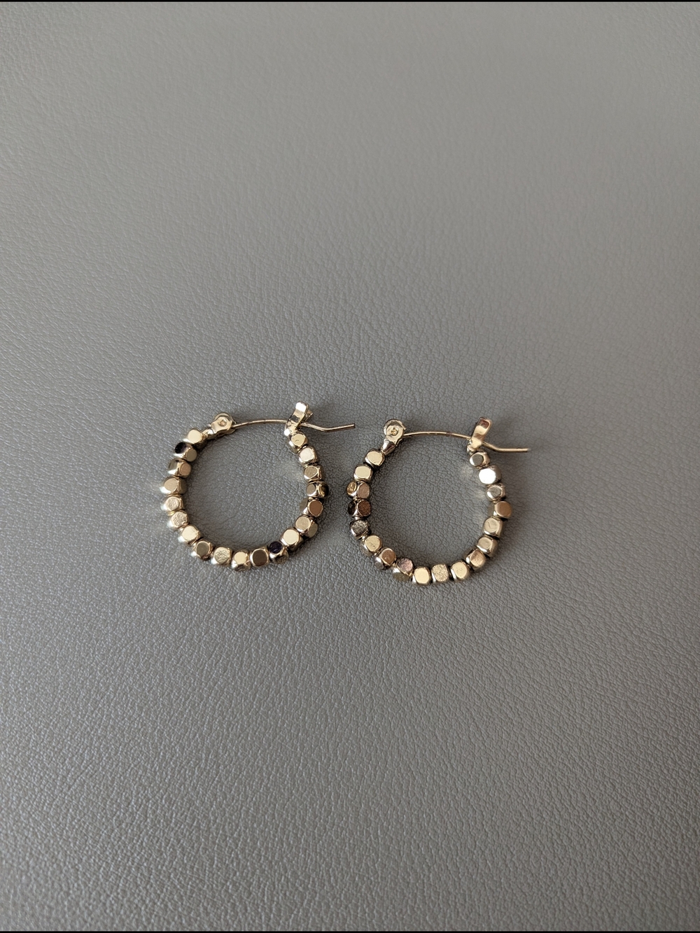 Gold Toned Beaded Hoop Earrings - Women Jewelry
